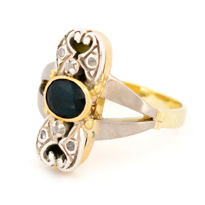 Diamond Sapphire 14k 925' Silver Ring 18748-9625