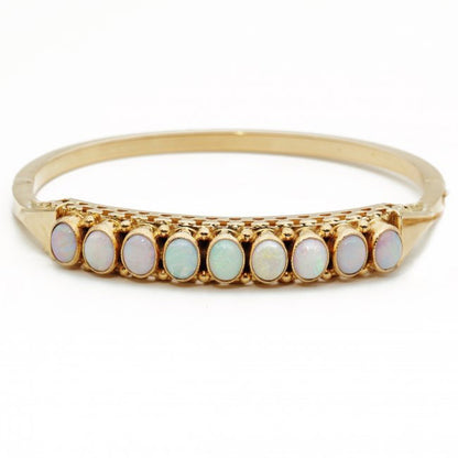 Antique Edwardian Opal and Gold Bangle Bracelet