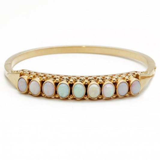 Antique Edwardian Opal and Gold Bangle Bracelet