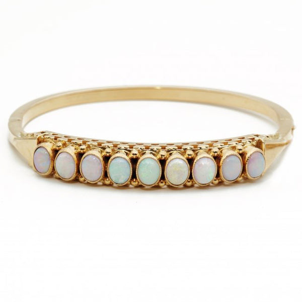 Antique Edwardian Opal and Gold Bangle Bracelet