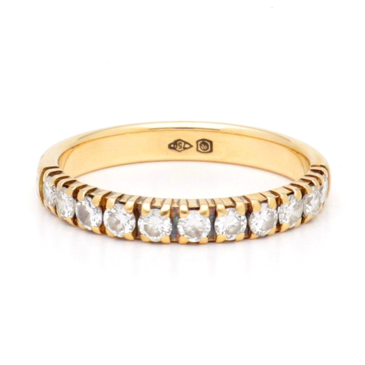 Vintage 18 Carat Yellow Gold Eleven Stone Diamond Half Eternity Ring, 0.55 Carat