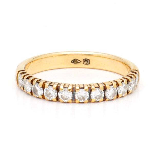 Vintage 18 Carat Yellow Gold Eleven Stone Diamond Half Eternity Ring, 0.55 Carat