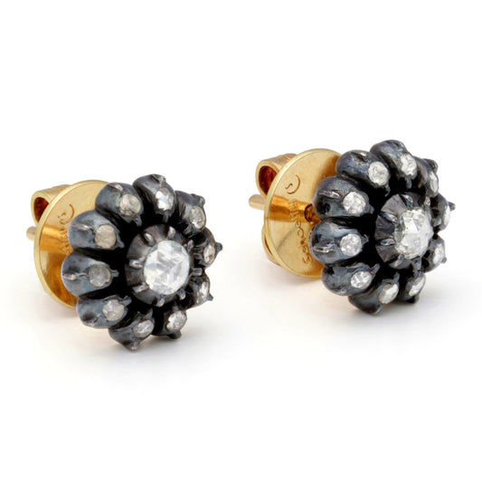 Diamond 14k 925' Silver Cluster Earrings 18978-9673