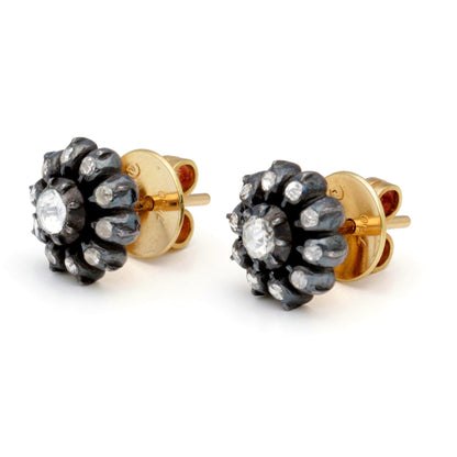Diamond 14ct 925' Silver Cluster Earrings