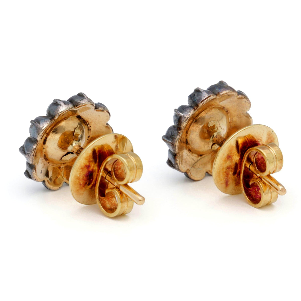 Diamond 14ct 925' Silver Cluster Earrings