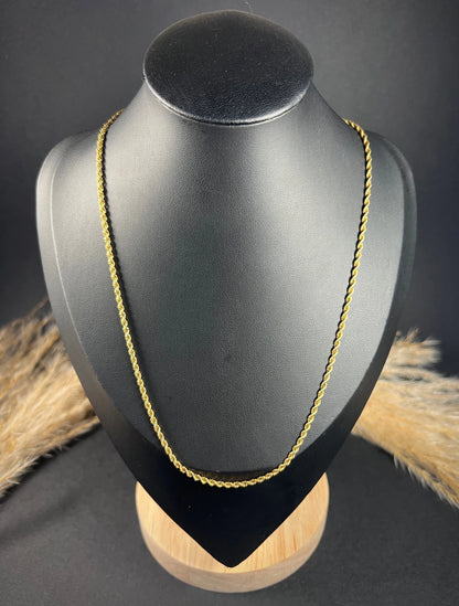 Antique 15ct Yellow Gold, Victorian 18 Inch Solid Rope Link Chain with Barrel and Torpedo Clasp