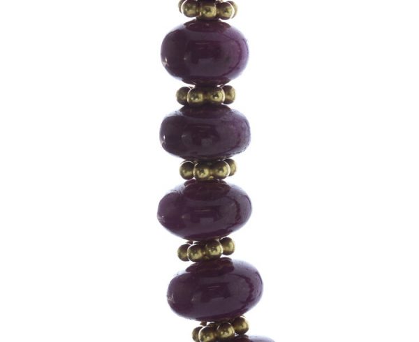 Vintage French Natural Ruby and 18ct Yellow Gold Beaded Necklace, Hallmarked with eagles head the French standard for 18ct gold, Circa 1950s