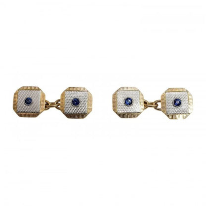 Art Deco Sapphire Platinum and Gold Cufflinks