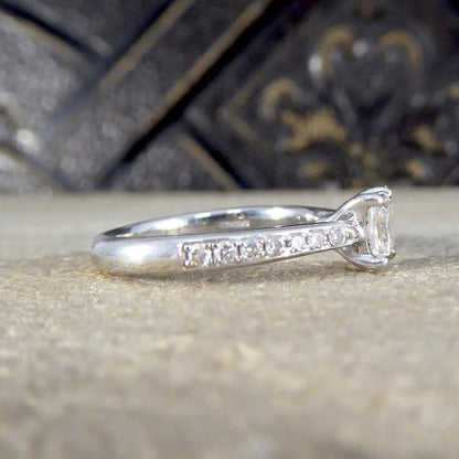 0.51ct Princess Cut Diamond Solitaire Engagement Ring with Brilliant Cut Diamond Shoulders in Platinum