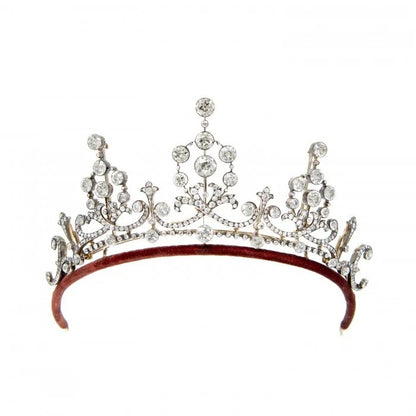 Antique Old Cut Diamond Tiara come Necklace, 45.62 carats