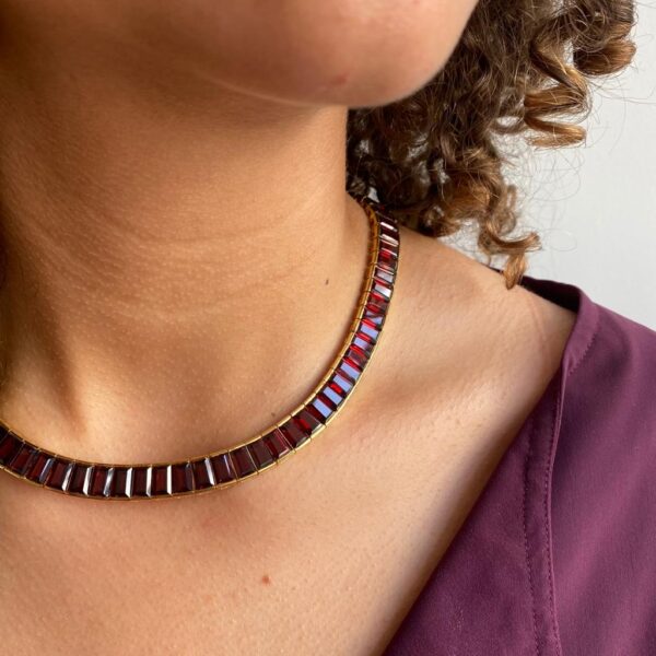 Vintage French Garnet Collar Necklace by Poiray