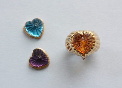Heart Shaped Interchangeable Ring with Citrine, Amethyst and Blue Topaz