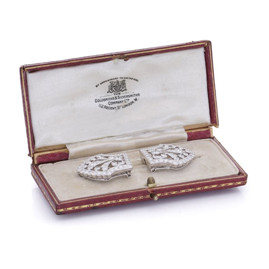 Late Art Deco 1940s Diamond Double Clip Brooch, 4.20 carat total