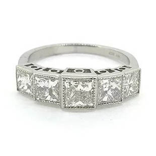 2.30ct Princess Cut Diamond Five Stone Ring in Platinum