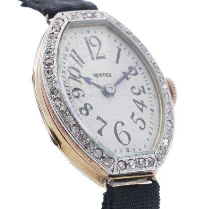 Antique Art Deco Vertex 18ct Gold Manual Watch with Diamonds, Circa 1919
