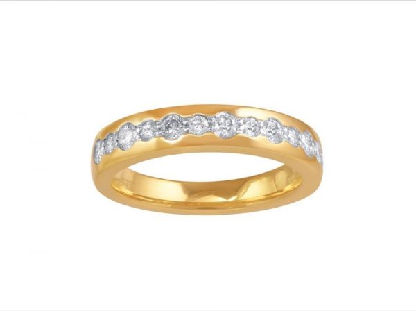 18ct Yellow Gold Diamond Half Eternity Wedding Band Ring, 0.56cts