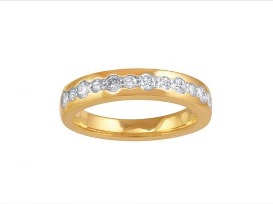 18ct Yellow Gold Diamond Half Eternity Wedding Band Ring, 0.56cts