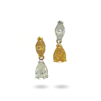 18 ct Gold Fancy Yellow And White Diamond Drop Earrings