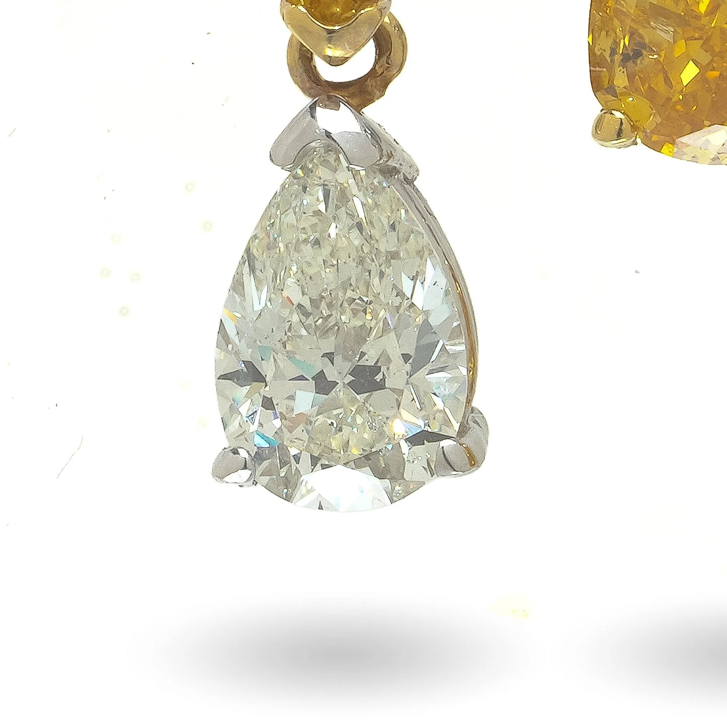 18 ct Gold Fancy Yellow And White Diamond Drop Earrings