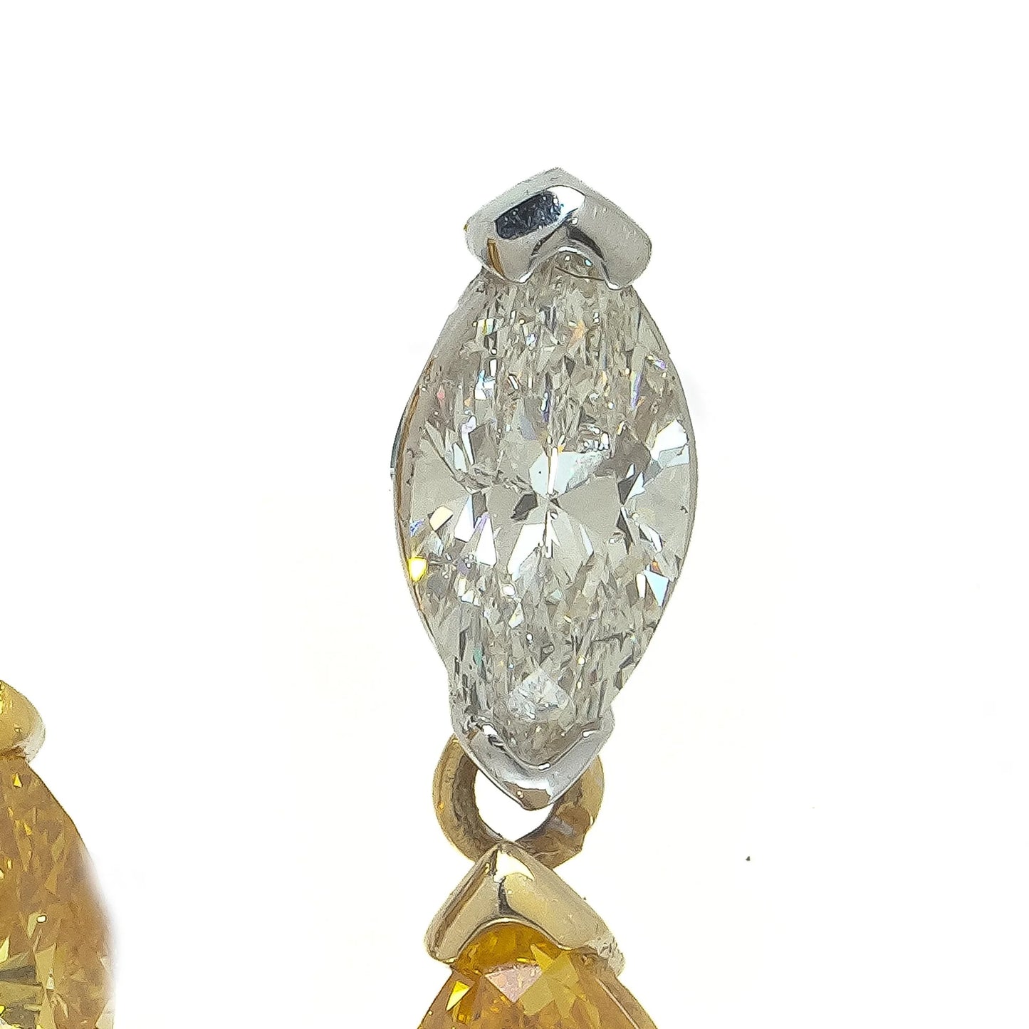 18 ct Gold Fancy Yellow And White Diamond Drop Earrings