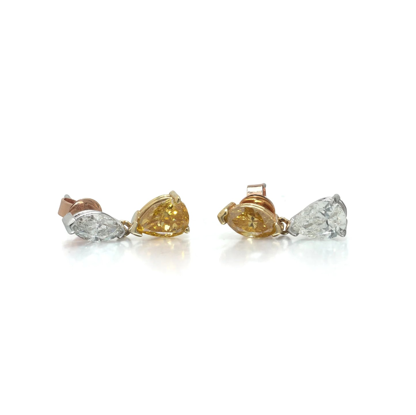 18 ct Gold Fancy Yellow And White Diamond Drop Earrings