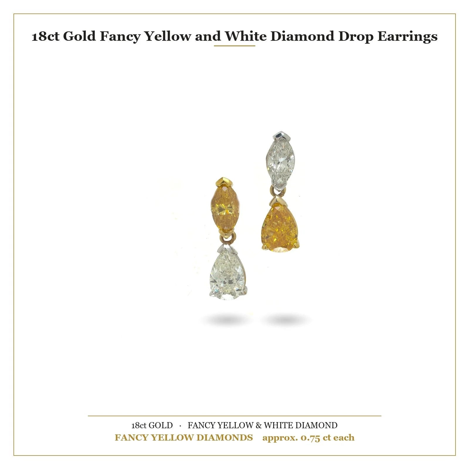 18 ct Gold Fancy Yellow And White Diamond Drop Earrings
