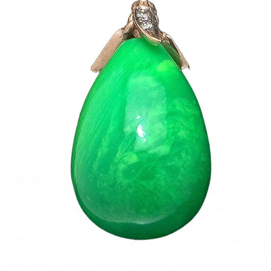 18 ct Gold Jade And Diamond Drop Earrings