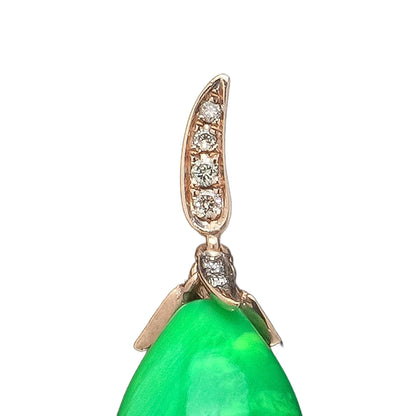 18 ct Gold Jade And Diamond Drop Earrings