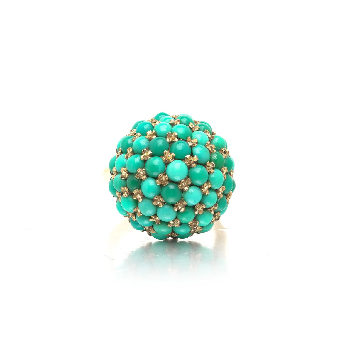 18 ct Gold Natural Turquoise Cluster Cocktail Ring