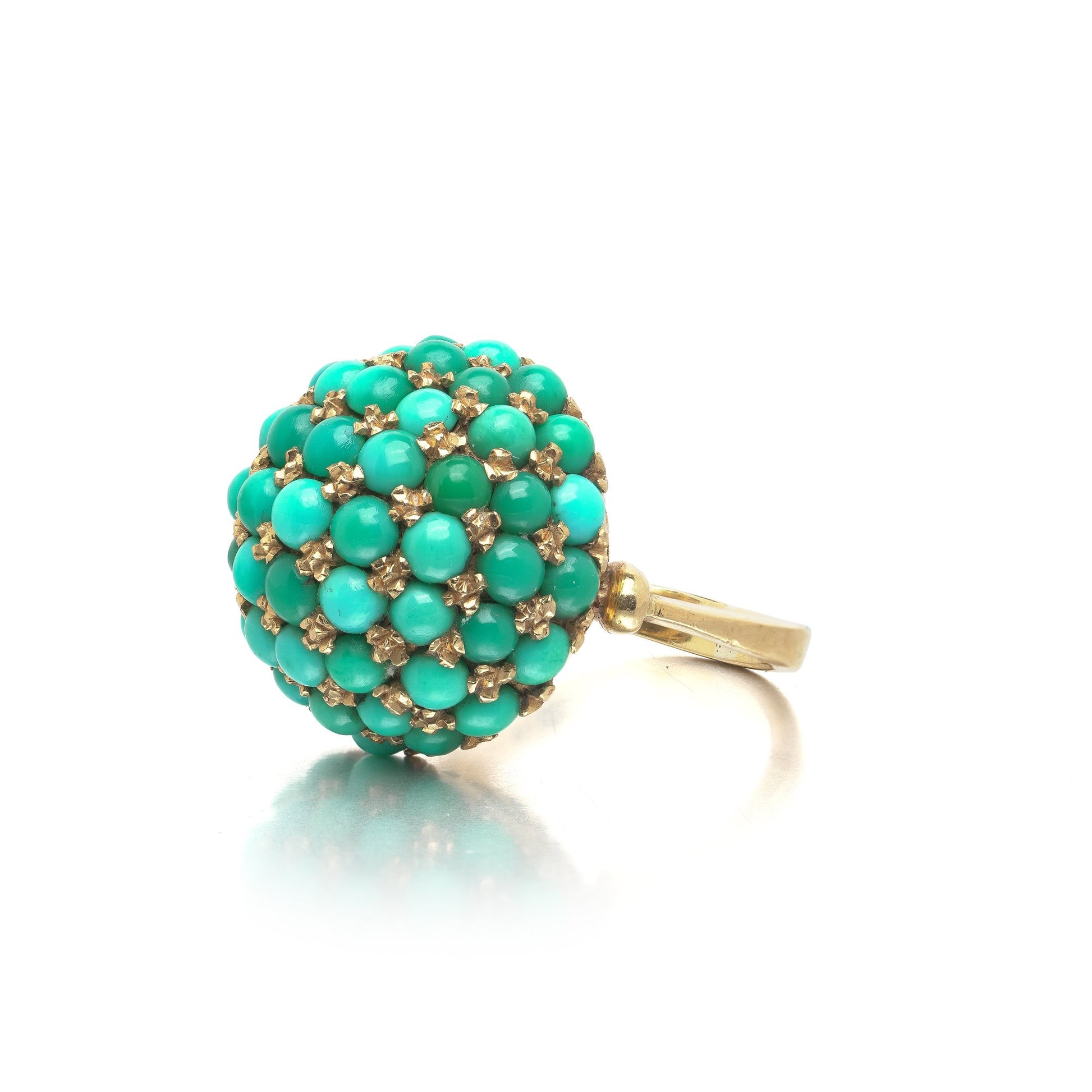 18 ct Gold Natural Turquoise Cluster Cocktail Ring
