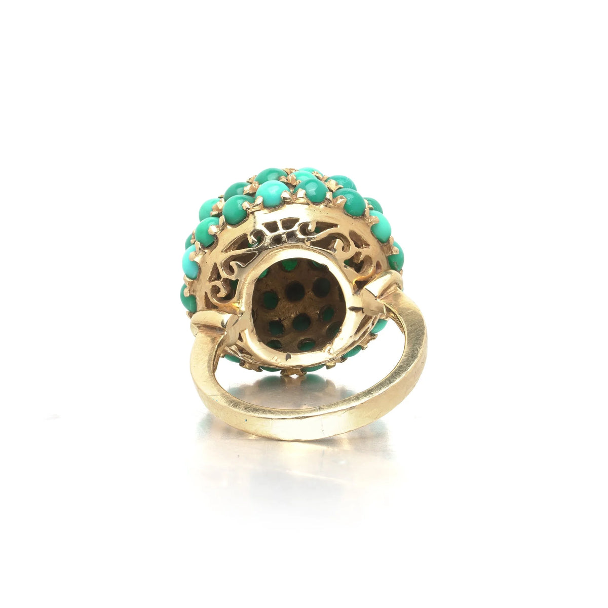 18 ct Gold Natural Turquoise Cluster Cocktail Ring
