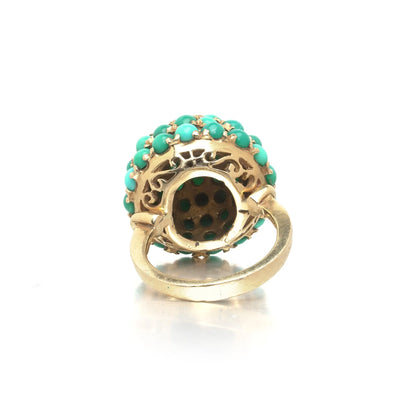 18 ct Gold Natural Turquoise Cluster Cocktail Ring