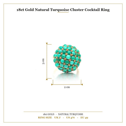 18 ct Gold Natural Turquoise Cluster Cocktail Ring