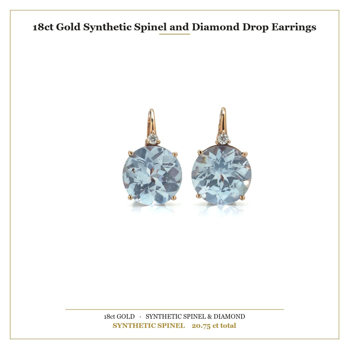 18 ct Gold Synthetic Spinel And Diamond Drop Earrings