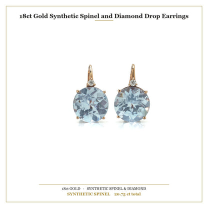 18 ct Gold Synthetic Spinel And Diamond Drop Earrings