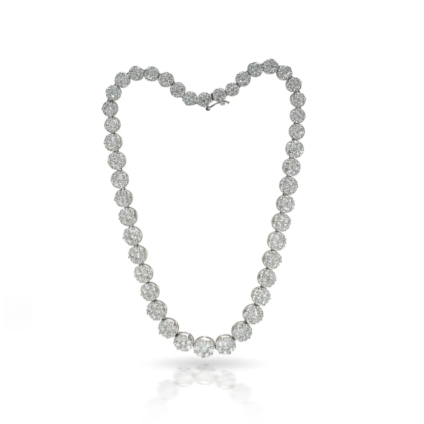 18ct White Gold Diamond Cluster Necklace, Approx. 22ct