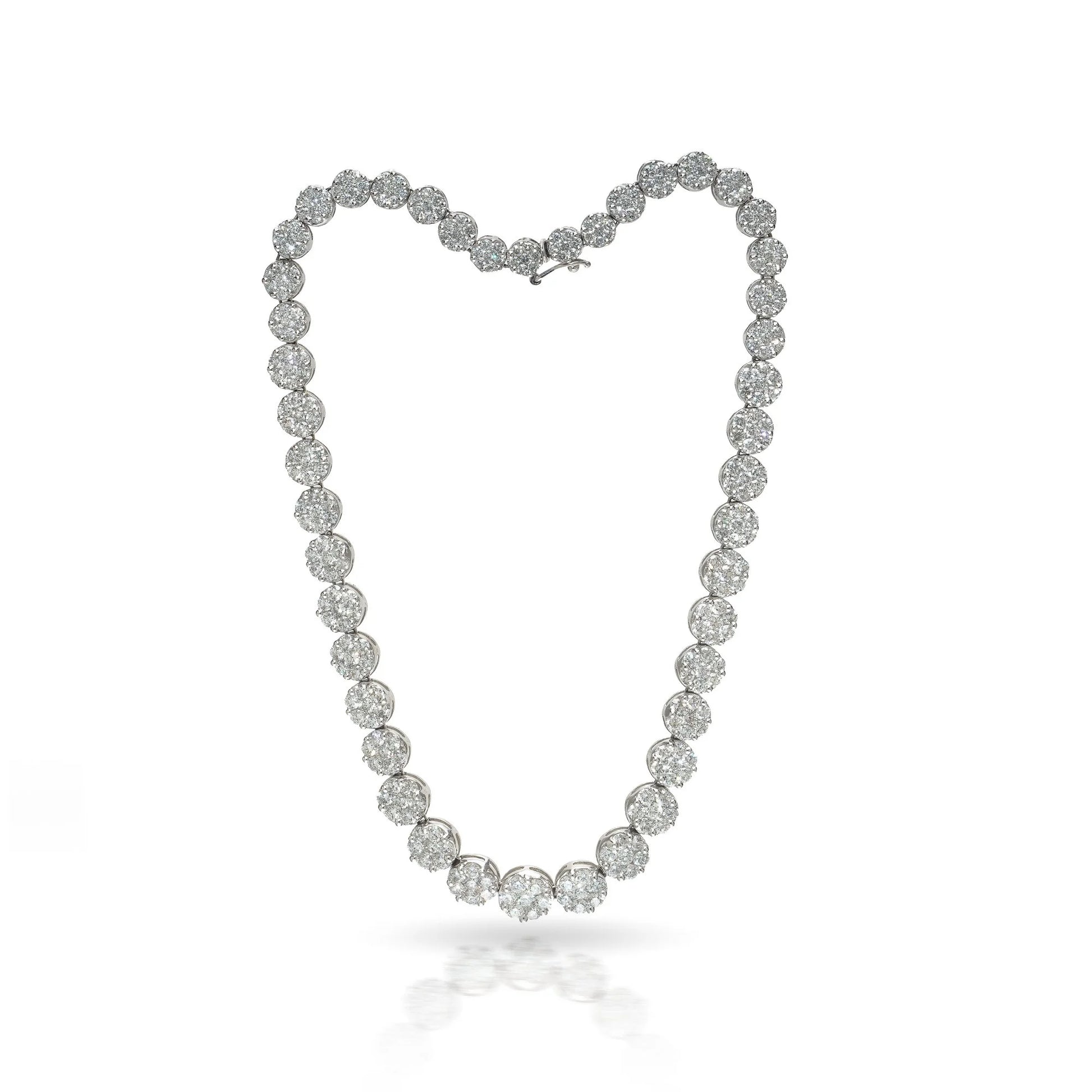 18ct White Gold Diamond Cluster Necklace, Approx. 22ct