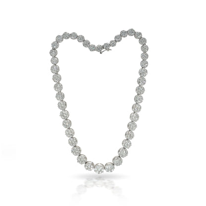18ct White Gold Diamond Cluster Necklace, Approx. 22ct