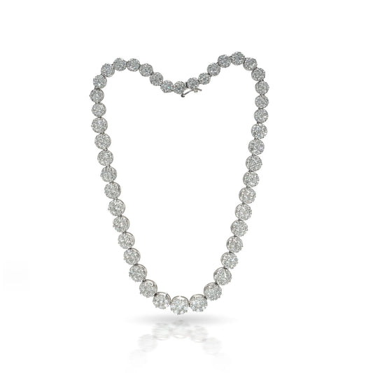 18ct White Gold Diamond Cluster Necklace, Approx. 22ct