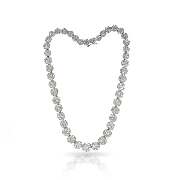 18ct White Gold Diamond Cluster Necklace, Approx. 22ct