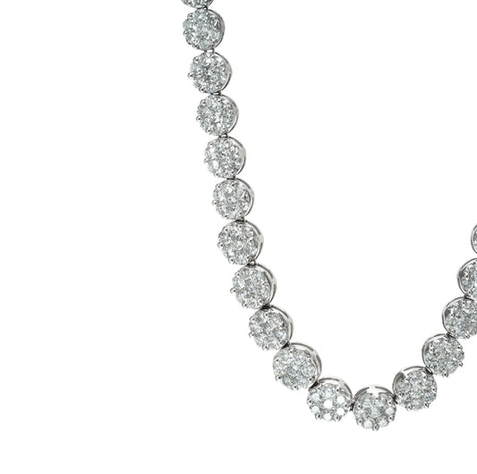 18ct White Gold Diamond Cluster Necklace, Approx. 22ct