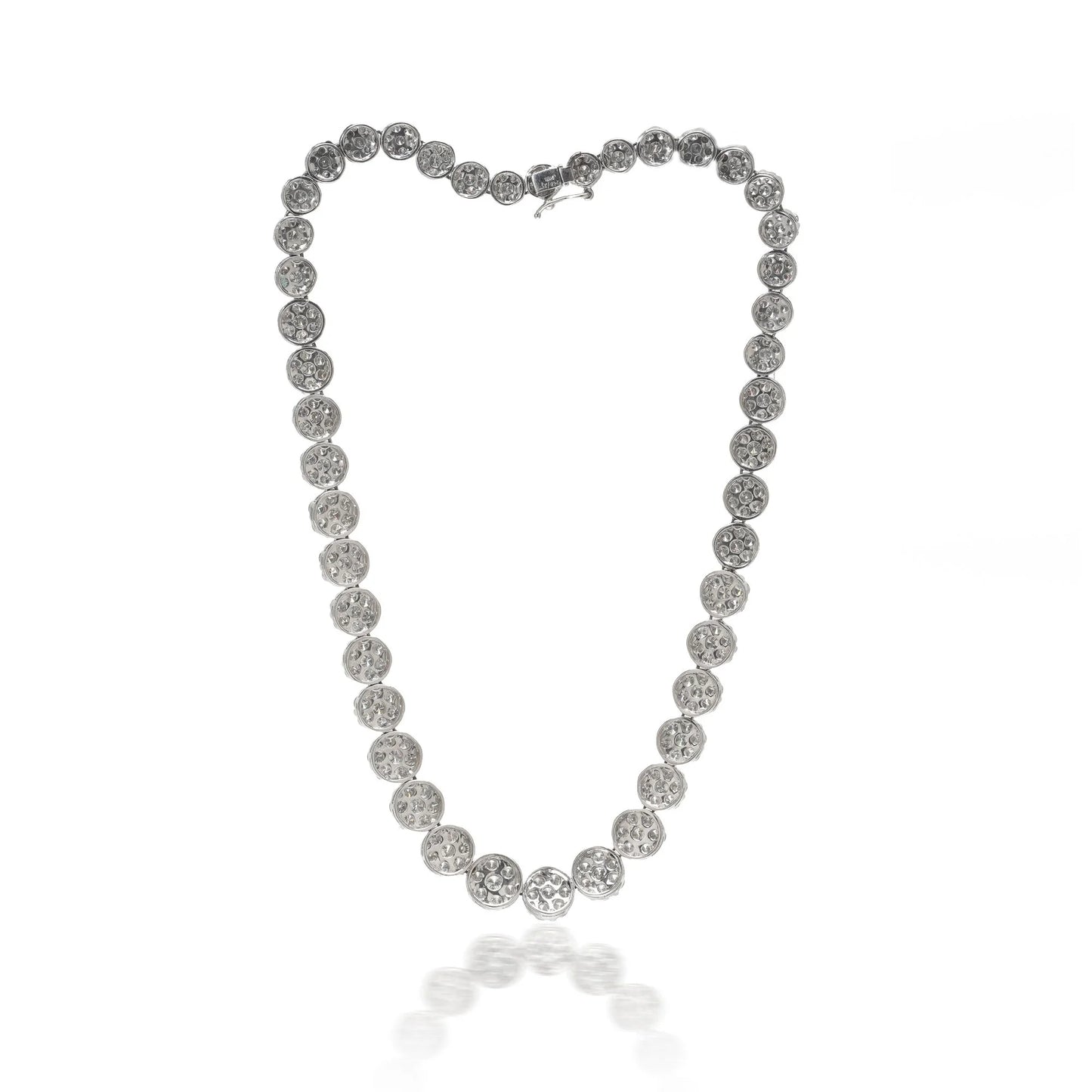 18ct White Gold Diamond Cluster Necklace, Approx. 22ct