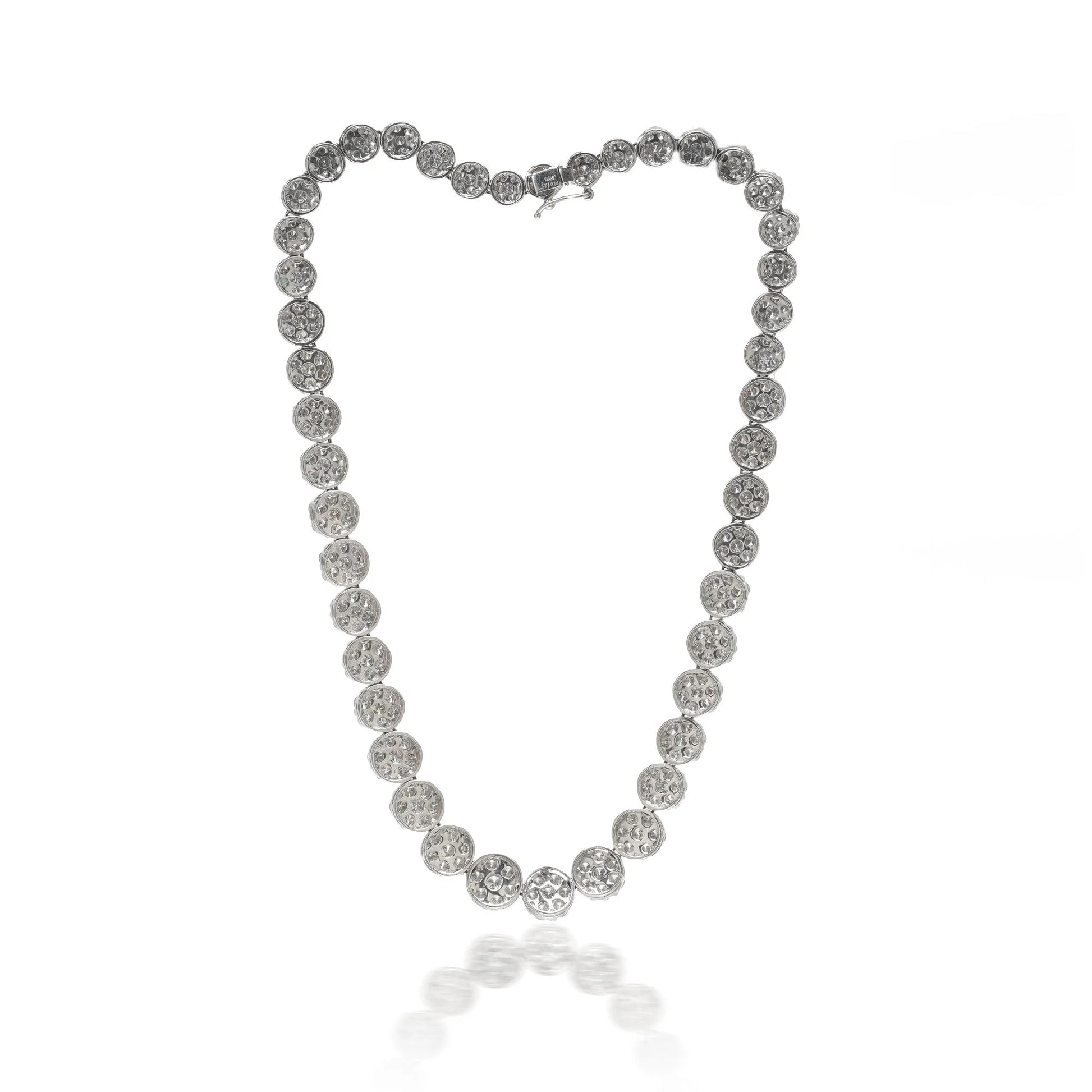 18ct White Gold Diamond Cluster Necklace, Approx. 22ct