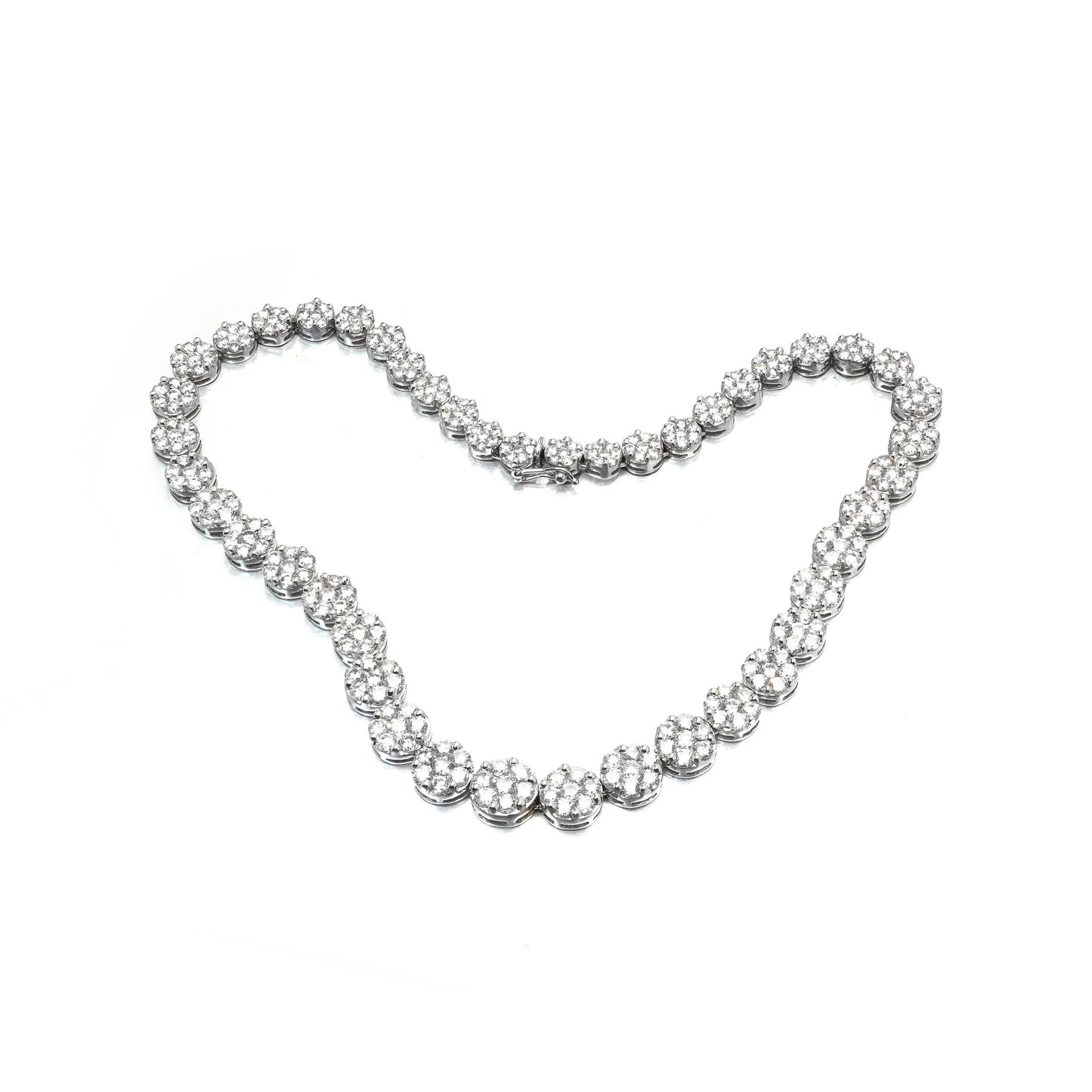 18ct White Gold Diamond Cluster Necklace, Approx. 22ct
