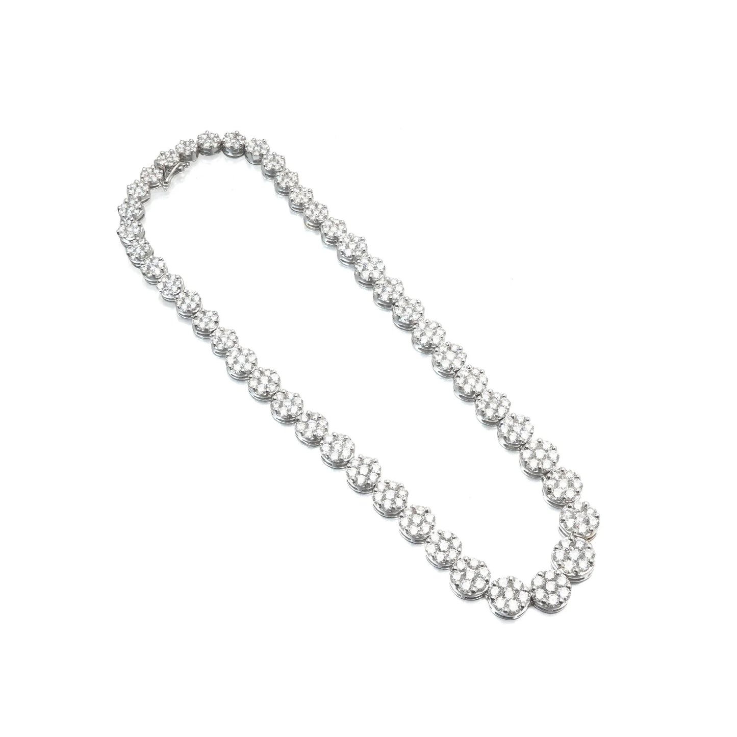 18ct White Gold Diamond Cluster Necklace, Approx. 22ct
