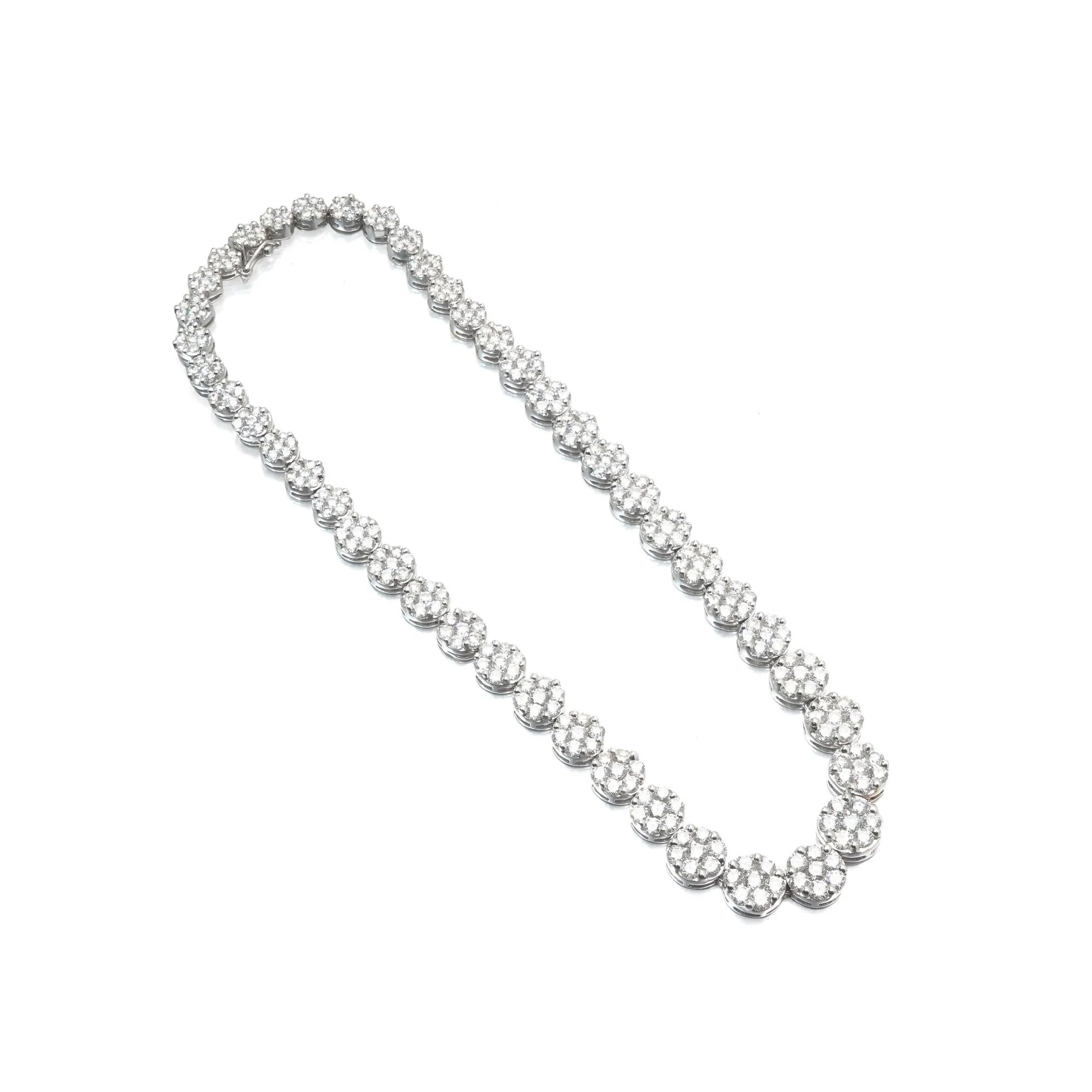 18ct White Gold Diamond Cluster Necklace, Approx. 22ct