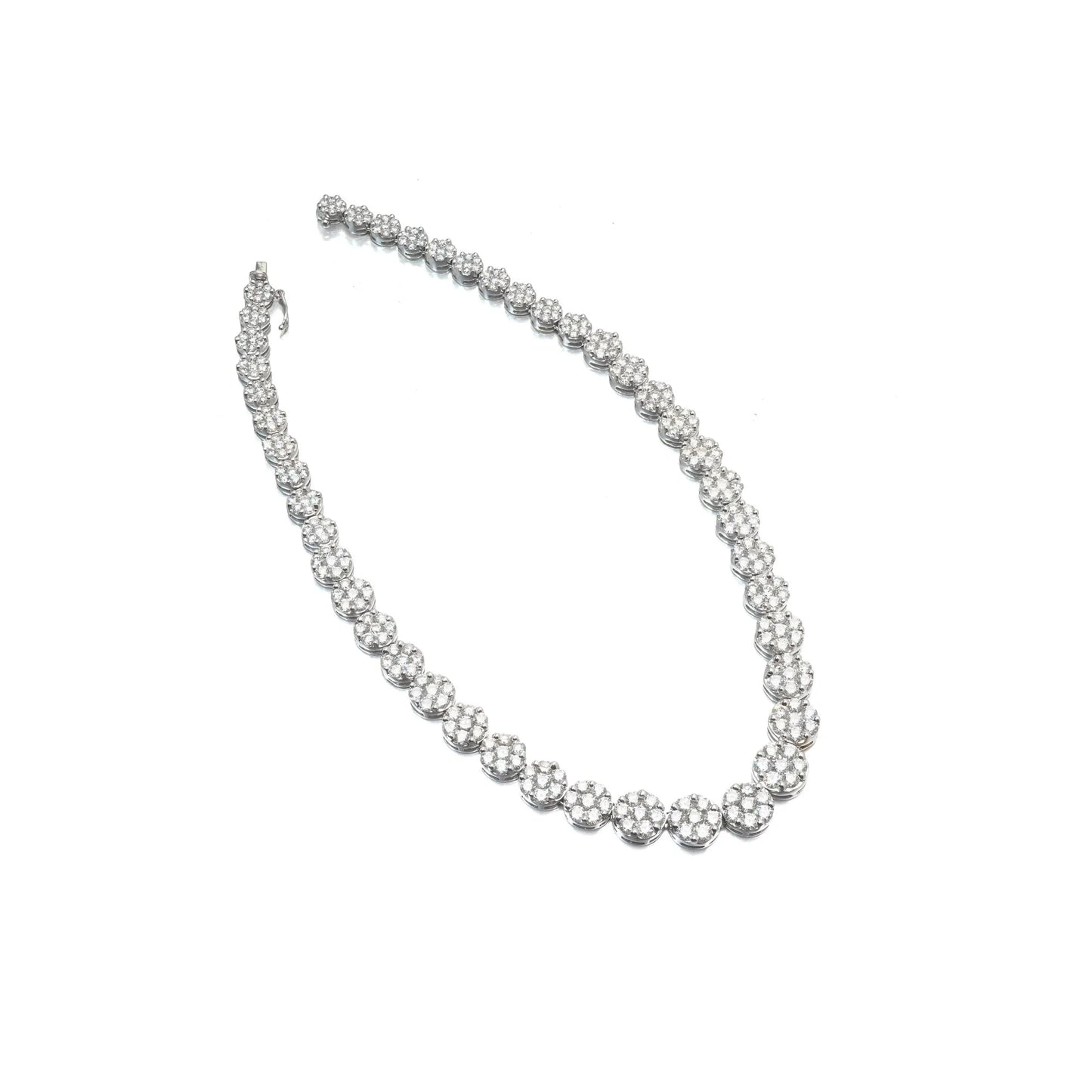 18ct White Gold Diamond Cluster Necklace, Approx. 22ct