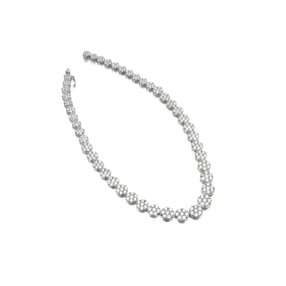 18ct White Gold Diamond Cluster Necklace, Approx. 22ct