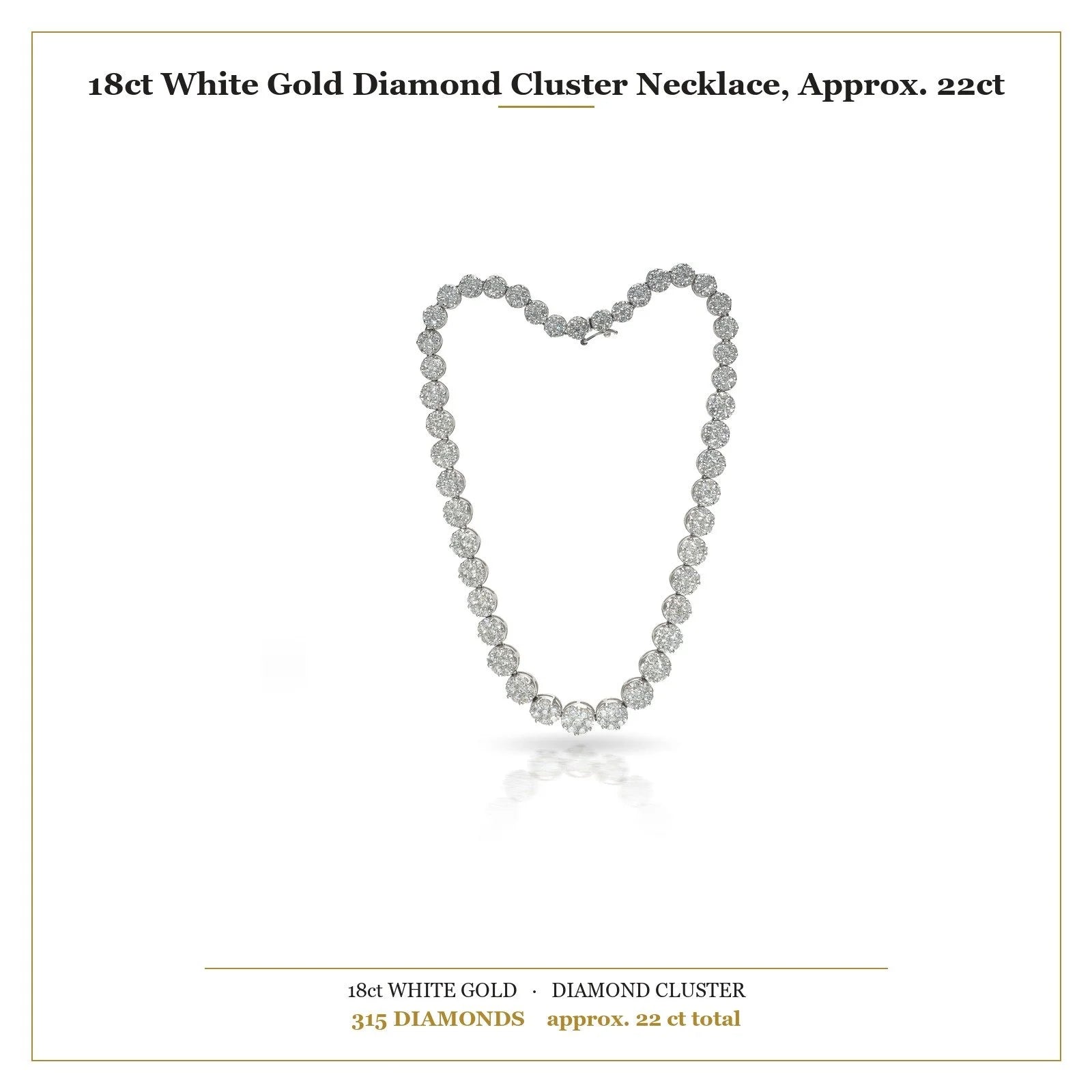 18ct White Gold Diamond Cluster Necklace, Approx. 22ct
