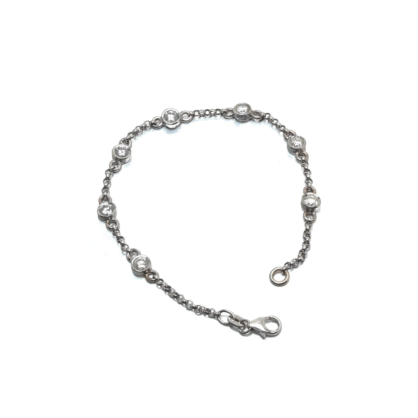 18ct White Gold Diamond Station Bracelet, Vintage 1970s